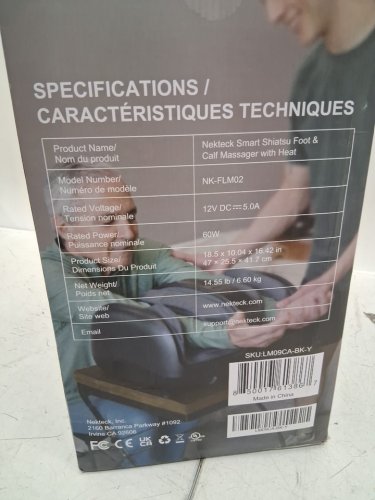 Nekteck Shiatsu Foot & Calf Massager with Heat function and remote control - Black (Model: NK-FLM02) image 3