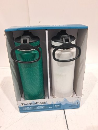 2pk ThermoFlask Stainless Steel double wall vacuum insulated water bottles - 40oz - green/WHITE (model: 1630866) image 2