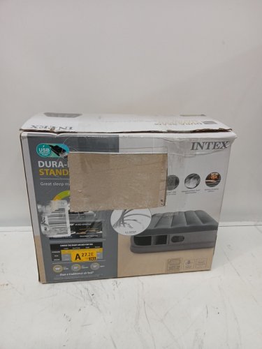 intex dura-beam standard prestige air mattress with built-in usb electric pump - Twin - 39" x 65" x 12" - grey (model: 64112e) image 2