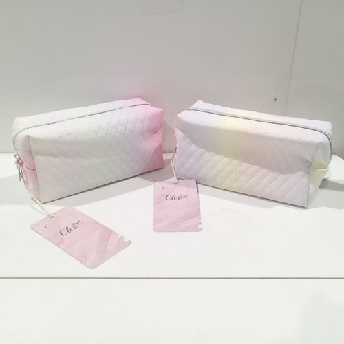 2pk cleo embossed design MAKEUP BAG or pencil case - gradient rainbow image 2