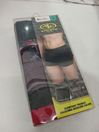 4PK Men's Athletic Works Everyday Boxer Trunks - Extra Large - Red / Black image 2