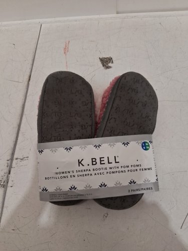 WOMEN'S K.BELL sherpa bootie slippers with pom poms - large-extra large - pink (model: 5831000) image 3