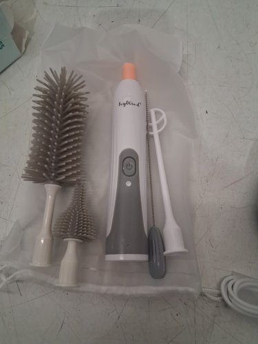 7pc orzbow multifunctional Bottle cleaning set with ultra violet sterilization case  - Electric Bottle Brush Cleaner with 3 attachments and a small brush - grey/clear image 4