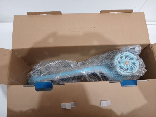 lifemaster kid's multi-color lights 3-wheel scooter with height adjustable handlebar & anti-slip deck - 150lbs capacity - blue (model: lmlusl50) image 3
