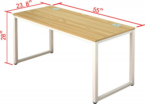 SHW Computer Desk for Home Office, 23.8" x 28" x 55" - Oak (Model: OD-05B-O) image 2