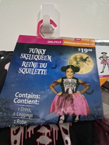 2PC GIRLS PARTYHOLIC PUNKY SKELEQUEEN COSTUME - MEDIUM (8-10) - BLACK/PINK/WHITE image 2