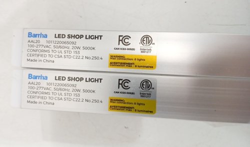 2PK BARRINA T5 LED CEILING AND UNDER CABINET SHOP LIGHTS WITH ON/OFF SWITCHES - 4FT - 20W, 2200 LM, 5000 K - DAYLIGHT WHITE (MODEL: AAL20) image 4