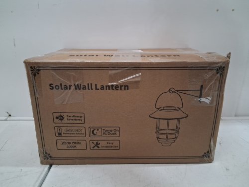 2PK DERAYSION SECURITY SOLAR HANGING OUTDOOR WALL-MOUNT LANTERN LIGHT FIXTURE - 15LM - BLACK image 3