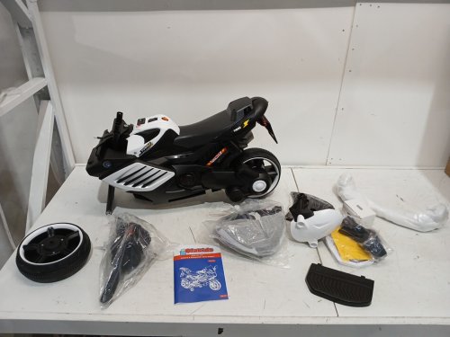 OLAKIDS kids motorcycle with training wheels with headlights - 6v - white (model: tq10449us-wh) image 3