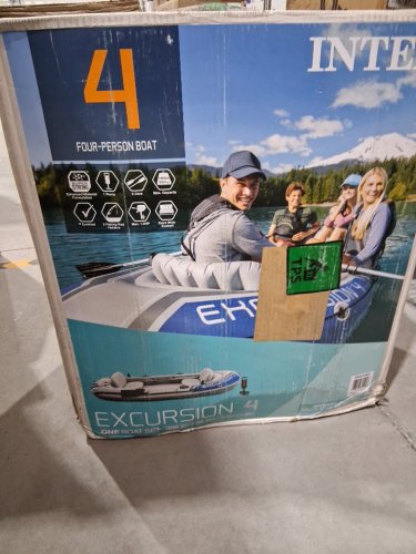 INTEX EXCURSION 4-PERSON INFLATABLE BOAT WITH ALUMINUM OARS & HAND PUMP, 1100LB RATING - GREY (MODEL: ‎68324EP) image 3