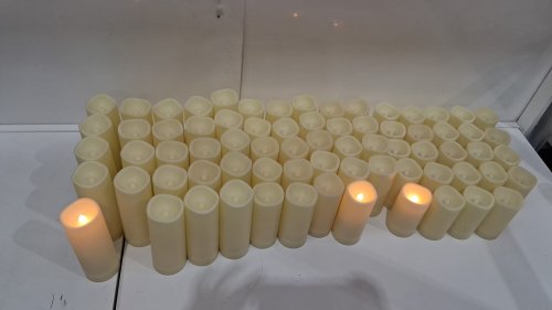 76PC Flameless candles with remote control - 6"/5"/4" - warm white/cream image 2