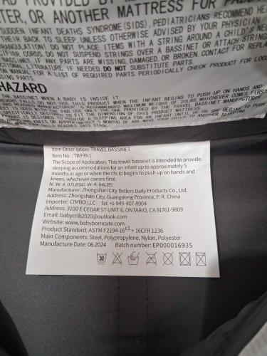 baby travel/portable bassinet with mosquito net and carry bag-grey (model: TB999-1) image 3