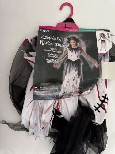 2PC GIRL'S SEASONS ZOMBIE BRIDE COSTUME - SMALL (4/6) - WHITE, BLACK AND RED (STYLE: Y50280-L) image 2