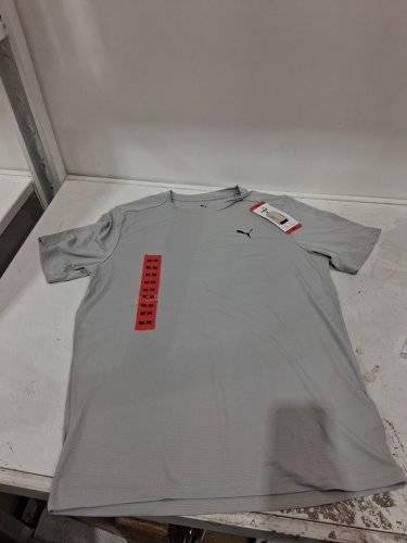 men's puma active wear crewneck shirt - extra large - grey/black logo (Style : 1329313) image 2
