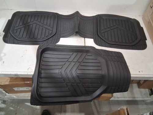 3PC amazon basics heavy duty pvc faux rubber universal car floor mats - trim to fit for 95% SUV, sedans, trucks - grey image 2