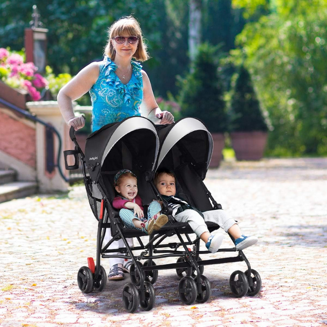 BABY JOY Double Twin Stroller With Cupholder - Black (Model: 303) image 2