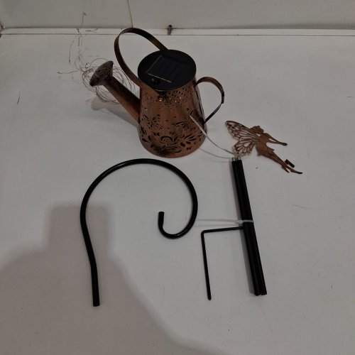 SOLAR WATERING CAN LIGHT GARDEN DECORATION - 32" - WARM WHITE image 3
