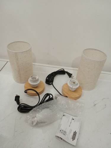2PK SEENSINY ROUND Small Bedside Table Lamp - BEIGE  (MODEL:tl02) image 3