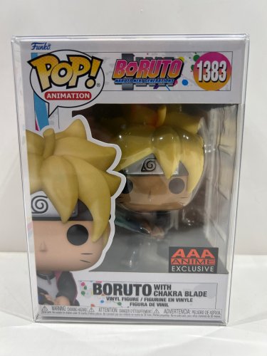 Funko pop! **aaa anime exclusive** animation: boruto Naruto next generation - boruto with chakra blade vinyl figure (#1383) **plastic protector cover** image 2