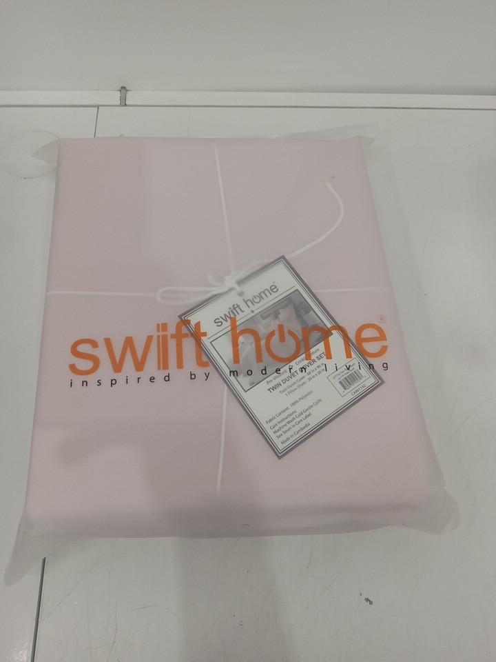 2pc swift home pre-washed duvet cover set - twin size - 68" x 90" - ROSE BLUSH image 2