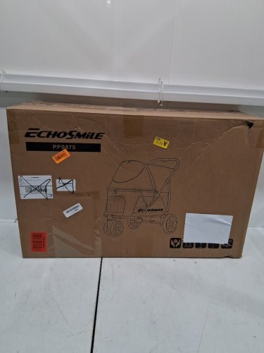 echosmile pet/dog stroller with 3 all terrain wheels and mesh windows - 88LBS max - orange/black - (model: pps075) image 2