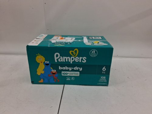 108pk pampers baby-dry leakproof disposable diapers - size 6 (35+ lb) - sesame street image 2