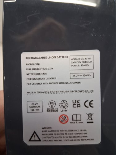 HIPOW LI-ION CORDLESS VACUUM BATTERY for dyson v10 vacuums - 25.2V / 5000MAH - BLACK (MODEL: V10/SV12) image 3