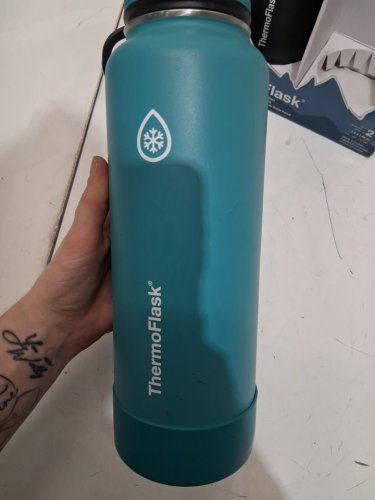 2PK THERMOFLASK 1.2L DOUBLE-WALL VACCUM INSULATED STAINLESS STEEL WATER BOTTLES WITH NON SLIP SILICONE BOTTOMS  - green/blue/off white MODEL 1427662 image 4