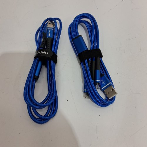 2PK UYOUNG 3-in-1 UNIVERSAL Charging Cords -  6FT - blue image 3