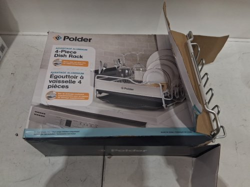 4pc polder advantage aluminum dish rack - 20.6" × 14" × 6.9" - GREY/BLUE (model: 1966478/KTH-6350CN) image 2