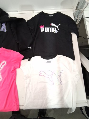 4 PUMA girl's TOPS - 1 HOODIE, 3 SHIRTS - MEDIUM (7/8) - BLACK/PINK/WHITE image 4