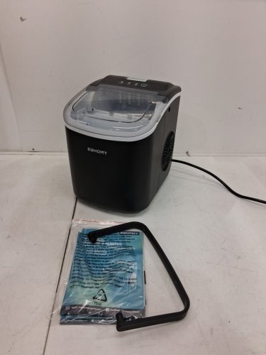 EUHOMY COUNTERTOP ICE MAKER MACHINE WITH HANDLE, BASKET AND SCOOP - MAKES 26LB/DAY - BLACK (MODEL: IM001-BBL-CAEH) image 2