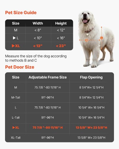XL Dog Door for Sliding Glass Doors - adjustable height from 76" to 81", 14" x 24" flap - Brown - (model: cwm03-xl-b) image 4