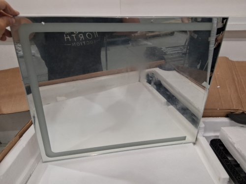 fredees vanity desk with glass top, rgb mirror, & charging station - white/black - (model: 85010-25) image 11