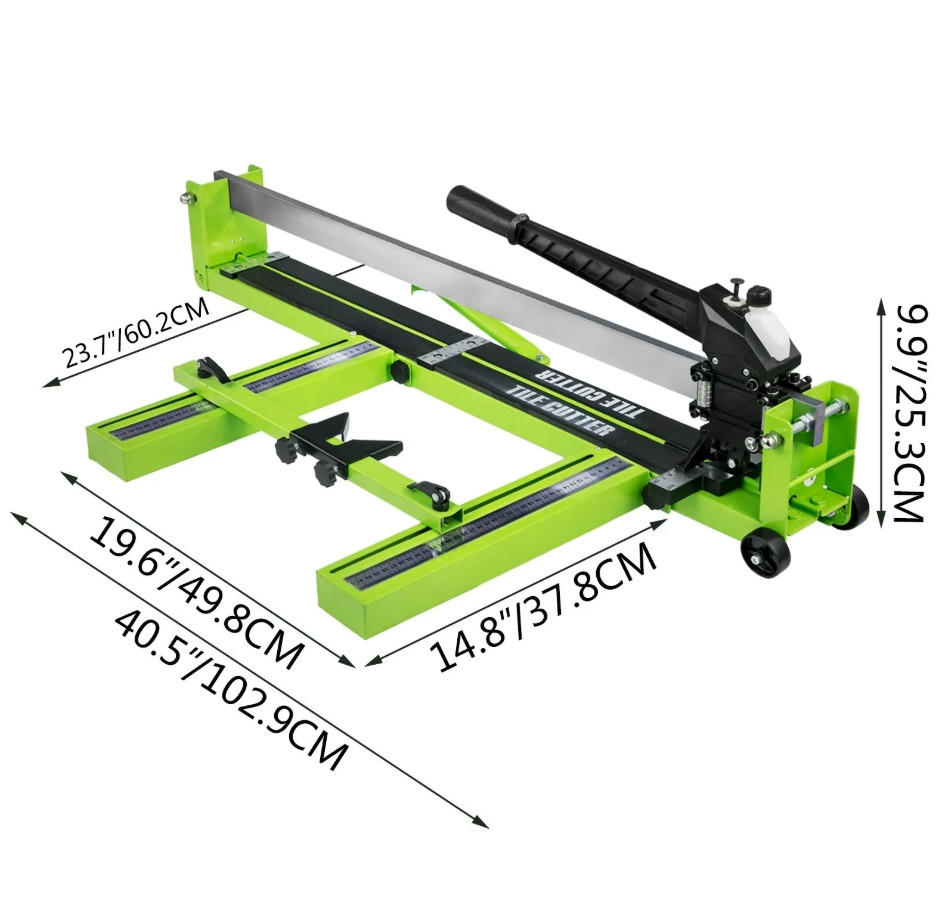 manual tile cutter with laser guide - 31.5" max cutting width, 15mm (0.6") max cutting thickness - green - (model: e300-800) image 2