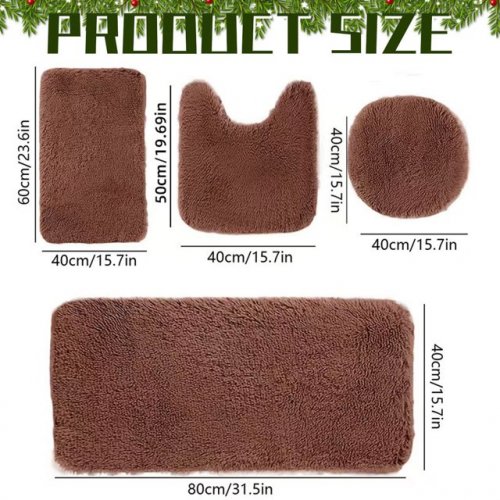 4pc Miyuadkai Anti-Slip Plush Bathroom Rug Set - various sizes - coffee (model:2026 Back-to-Schol Season) image 2