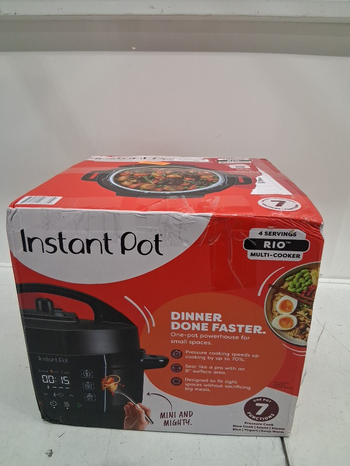 Instant Pot 7-in-1 RIO Mini multi-Cooker with pressure cook, slow cook, sauté, steam, rice maker, yogurt maker & warmer - 4qt - black (model: ripc41-bk) image 2
