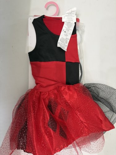 6PC GIRLS RUBIES DC HARLEY QUINN COSTUME - SMALL (4-6) - RED/BLACK/WHITE image 3