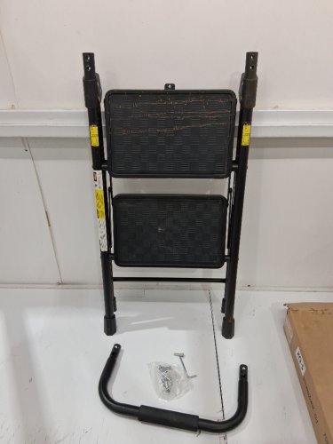 hbtower 2-step lightweight anti-slip portable step ladder - black image 2