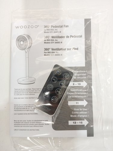 WOOZOO ADJUSTABLE PEDESTAL 360 OSCILLATING 12 SPEED STANDING FAN WITH TOUCH SCREEN BASE - 21" - 36" - WHITE (MODEL: STF-360DC-N) image 6