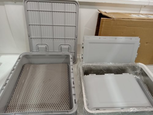 enclosed Litter box with drawer - 22" x 17" - stainless steel/grey image 3