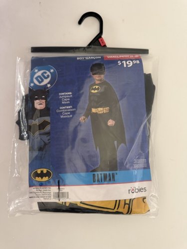 3PC BOYS RUBIES BATMAN COSTUME JUMPSUIT, CAPE AND MASK - SMALL (4-6) - BLACK/YELLOW (STYLE: 702613) image 2