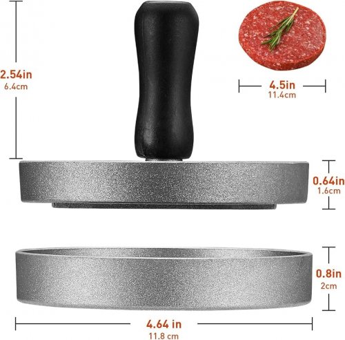 COLIATIK BURGER PRESS PATTY MAKER MOLD WITH PARCHMENT PAPER - 4.5" - SILVER/BLACK image 2