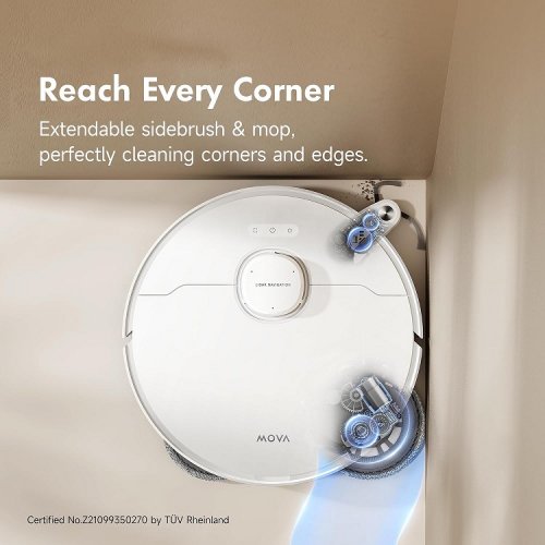 MOVA P10 PRO ULTRA ROBOT VACUUM WITH HOT WATER AUTO MOP WASHING & DRYING AND APP CONTROL - 10.5MM LIFTING FOR CARPET, 13000PA SUCTION, 360º OBSTACLE AVOIDANCE - WHITE (MODEL: RLM83HE) image 3