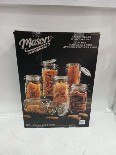 5PC Mason Craft & More Glass Jar Set with Clip Lids - CLEAR (MODEL:1060089) image 2