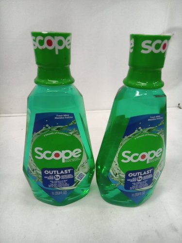 2 CREST SCOPE outlast MOUTHWASH FOR BAD BREATH- fresh MINT - 1L EACH image 2