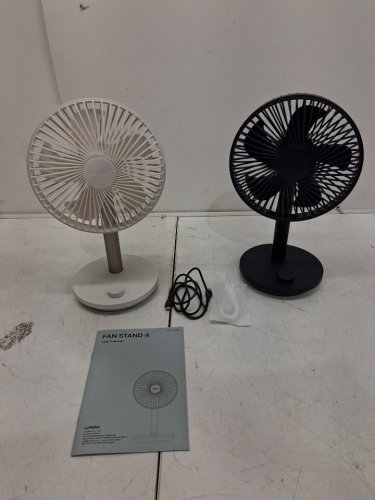 2PC LUMENA FAN STAND 4 CORDLESS DESK FANS - 4 SPEEDS, OSCILLATION - WHITE & NAVY BLUE (MODEL: 1796327) image 3
