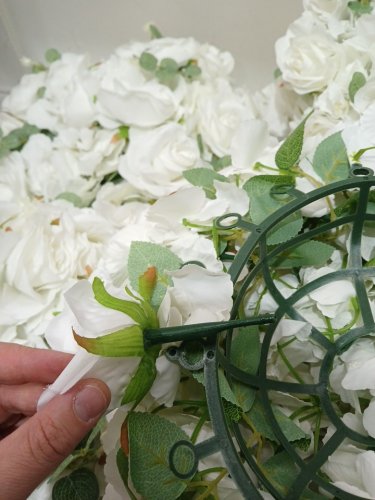 10PK FAUX FLOWER ball for wedding centrepieces/decor - white/green image 5