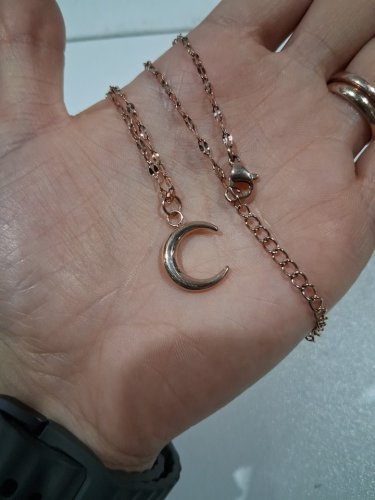plain half-moon pendant necklace - 19" - 21"/15mm pendant - rose gold image 4