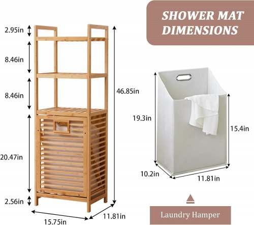 Baveke 2-IN-1 BAMBOO Easy to Install 3-Tier Shelves and Tilt Out Laundry Basket - 47" X 16" X 12" - 3T-Small/NATURAL (MODEL: YSJ-01-3) image 2